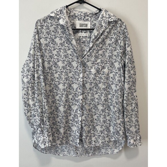 Grayson Threads Tops - Grayson Frank & Eileen The Hero Floral Cotton Button Up Shirt Blue 2 Small Flaw